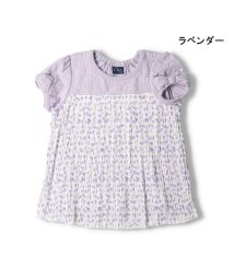 Crescent(クレセント)/【子供服】 crescent (クレセント) 花柄シフォンプリーツ切替半袖Tシャツ 80cm～140cm N42819/ラベンダー