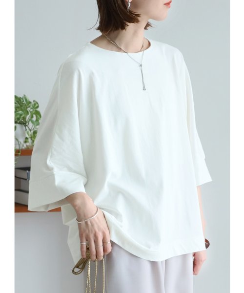 reca(レカ)/ボートネック七分袖ドルマンTシャツ(wk－0470)/オフホワイト
