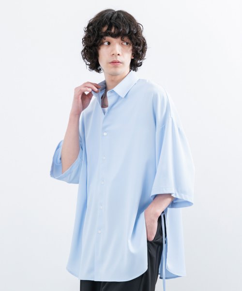 JUNRed(ジュンレッド)/【 UNISEX 】スリットコードハーフスリーブシャツ/サックス（48）