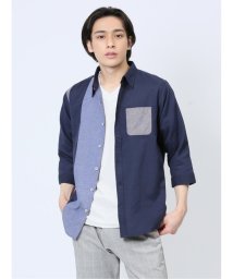 m.f.editorial/綿混オックス 切替レギュラーカラー7分袖シャツ メンズ シャツ カジュアル トップス インナー 半袖 ギフト プレゼント ライトアウター カーディガン アウター/506060574