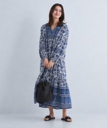 green label relaxing(グリーンレーベルリラクシング)/パネルプリント ティアード ワンピース/NAVY