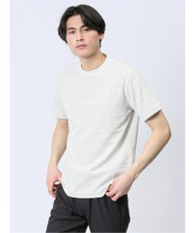 TAKA-Q(タカキュー)/メッシュ 裏ボーダー クルーネック半袖Tシャツ/ライトグレー