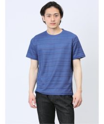 TAKA-Q(タカキュー)/メッシュ 裏ボーダー クルーネック半袖Tシャツ/ネイビー