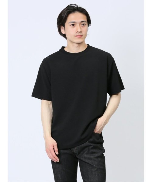 TAKA-Q(タカキュー)/ふくれストライプ クルーネック半袖Tシャツ メンズ Tシャツ カットソー カジュアル インナー トップス ギフト プレゼント/ブラック