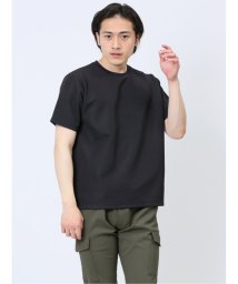 TAKA-Q(タカキュー)/リップルマイクロボーダー クルーネック半袖Tシャツ/ネイビー