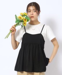 SHOO・LA・RUE　DRESKIP(シューラルー／ドレスキップ)/【2点セット】ギャザーキャミソール＋Tシャツ/ブラック（019）