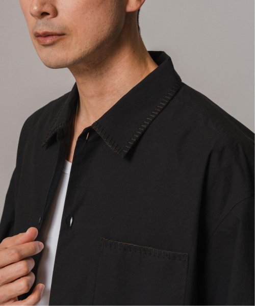 EDIFICE(エディフィス)/《予約》ブランケットステッチ レギュラーカラー 半袖シャツ/ブラック