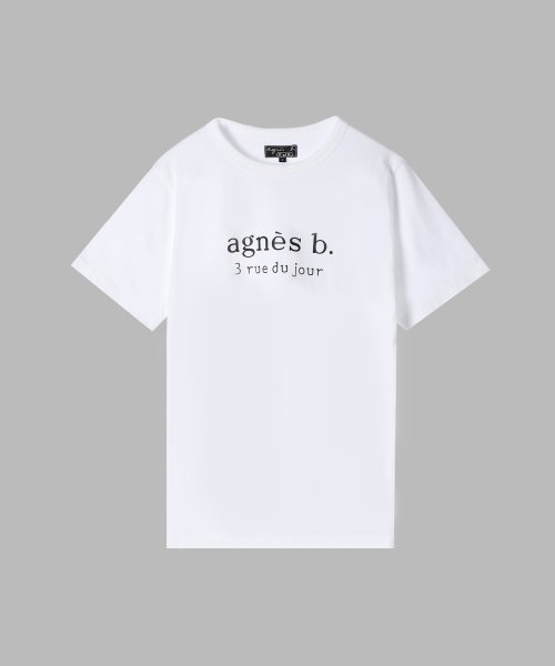 agnes b. FEMME(アニエスベー　ファム)/【ユニセックス】WEB限定 SEQ9 “3 rue du jour”ロゴTシャツ/ホワイト