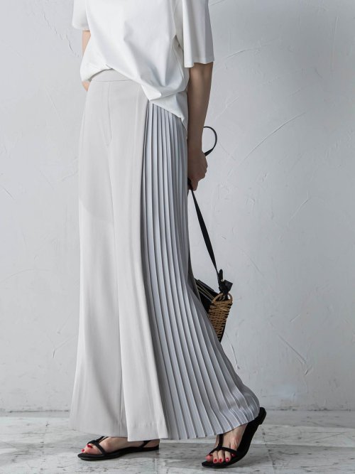 ツイルサイドプリーツパンツ 吸水速乾 接触冷感