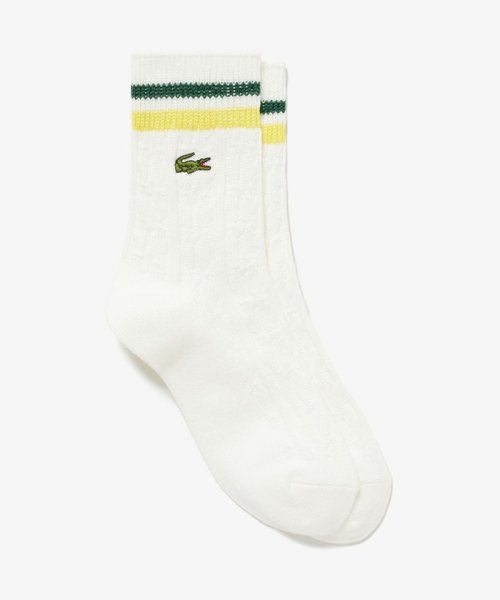 LACOSTE(ラコステ)/ケーブルニットウィメンズラインドソックス(22cm－24cm)/ホワイト