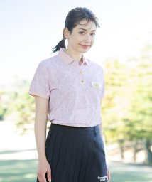 Samantha GOLF(サマンサゴルフ)/花柄総柄ポロシャツ/ピンク