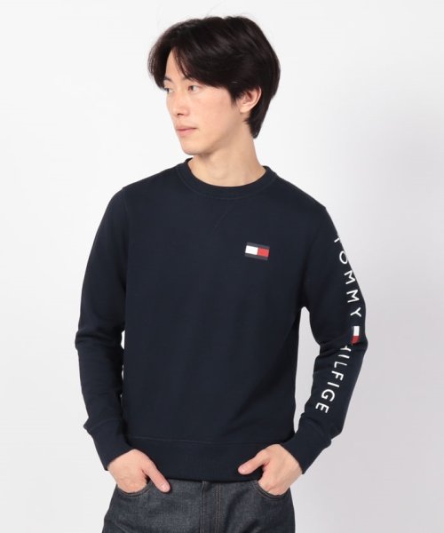 TOMMY HILFIGER(トミーヒルフィガー)/【オンライン限定】フレンチテリー ロゴ ロングスリーブスウェット/ネイビー系