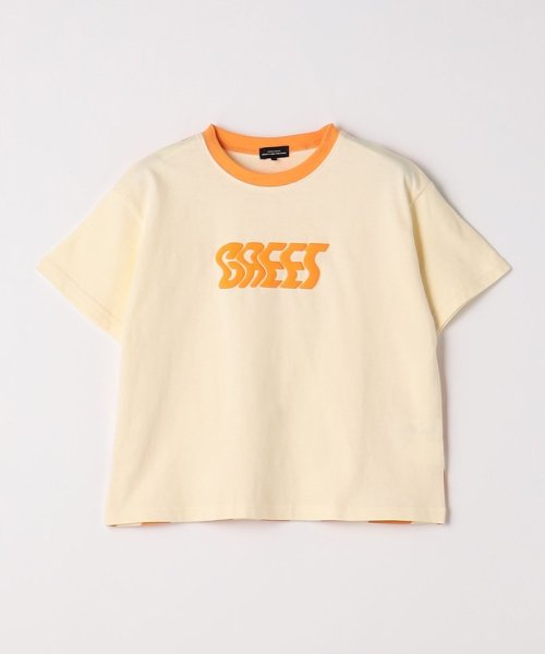 green label relaxing （Kids）(グリーンレーベルリラクシング（キッズ）)/ナミナミ リンガーTシャツ 100cm－130cm/CREAM