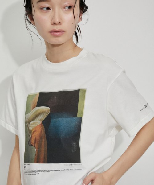 ADAM ET ROPE'(アダム　エ　ロペ)/【JANE SMITH(ジェーンスミス)】NICOLA KLOOSTERMAN ABSTRACT S/S T－SHIRT/ホワイト（10）