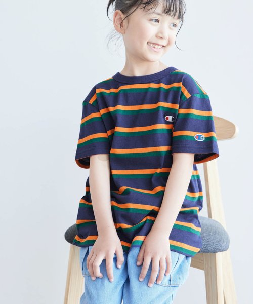 ROPE' PICNIC　KIDS(ロぺピクニックキッズ)/【KIDS】【Champion/チャンピオン】BASIC BORDER JERSEY/ネイビー系（41）