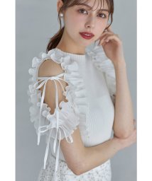 tocco closet/りぼん付きプリーツシフォンフリル切り替えリブニットプルオーバー/506053405