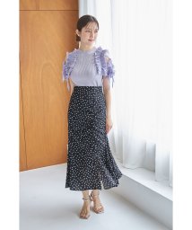 tocco closet(トッコクローゼット)/りぼん付きプリーツシフォンフリル切り替えリブニットプルオーバー/LAVENDER