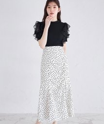 tocco closet(トッコクローゼット)/ドットプリントドロストスリットスカート/Off-white