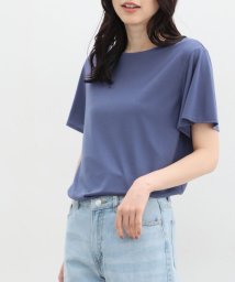 Honeys(ハニーズ)/汗ジミ軽減フレア袖Ｔ Tシャツ カットソー 半袖 汗じみ 防止 服 目立たない 夏 /ブルー