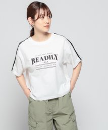 Honeys(ハニーズ)/袖ラインＴシャツ Tシャツ カットソー レディース 半袖 スポーティー ロゴ /ホワイト