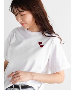 Vin/ダブルハート刺繍Tシャツ/506062376