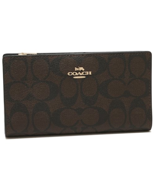 COACH(コーチ)/コーチ アウトレット 長財布 シグネチャー ブラウン ブラック レディース COACH C8714 IMAA8/その他