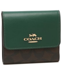 COACH/コーチ アウトレット 三つ折り財布 シグネチャー ミニ財布 ブラウン グリーン レディース COACH CE930 IMW7C/506062992