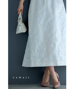 CAWAII/浮き彫り白花レリーフミディアムスカート/506063083