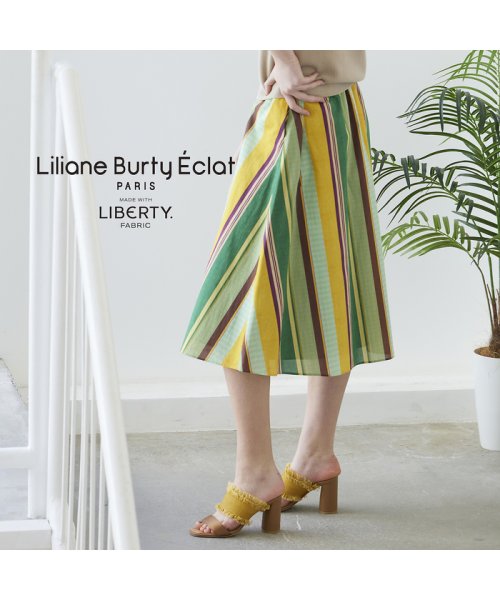 Liliane Burty ECLAT(リリアンビューティエクラ)/【S・Mサイズ】リバティマルチストライプ　スカート［セットアップ可］　/イエロー