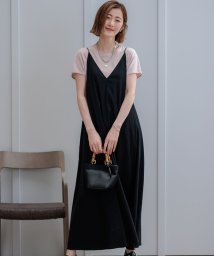 NIJYUSANKU（LARGE SIZE）(２３区（大きいサイズ）)/【洗える】リネンレーヨンストレッチ キャミソール ワンピース/ブラック系