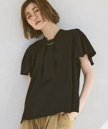 RUIRUE BOUTIQUE(ルイルエブティック)/選べるデザイン 洗えるフロントタック　ボウタイブラウス(T1284)/A半袖/ブラック(3BL)