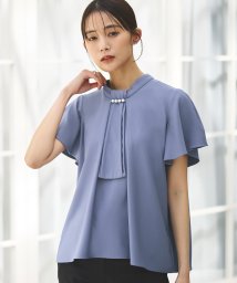 RUIRUE BOUTIQUE(ルイルエブティック)/選べるデザイン 洗えるフロントタック　ボウタイブラウス(T1284)/B半袖/ブルー(4BU)