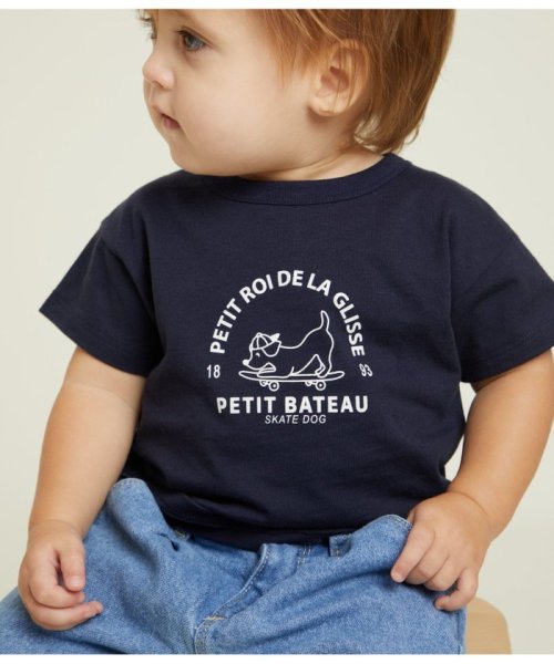 PETIT BATEAU(プチバトー)/プリント半袖Ｔシャツ/ネイビー系1