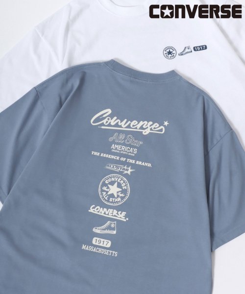 LAZAR(ラザル)/【Lazar】CONVERSE/コンバース COOLMAX/吸水速乾 バックプリント ロゴ ワンポイント 半袖Tシャツ/レディース メンズ/柄4