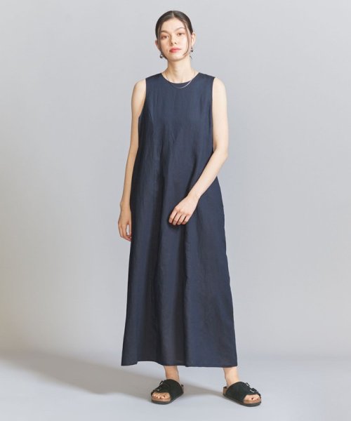 BEAUTY&YOUTH UNITED ARROWS(ビューティーアンドユース　ユナイテッドアローズ)/レースアップ フレア ワンピース/NAVY