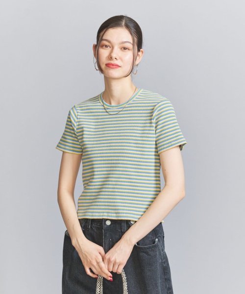 BEAUTY&YOUTH UNITED ARROWS(ビューティーアンドユース　ユナイテッドアローズ)/マルチボーダー コンパクト Tシャツ/LT.BLUE