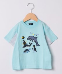 kladskap(クレードスコープ)/海のいきものアップリケ半袖Tシャツ/サックス