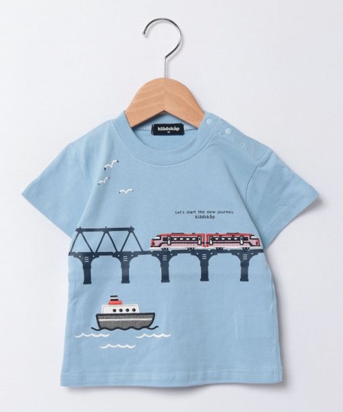 kladskap(クレードスコープ)/電車と鉄橋半袖Tシャツ/ライトブルー