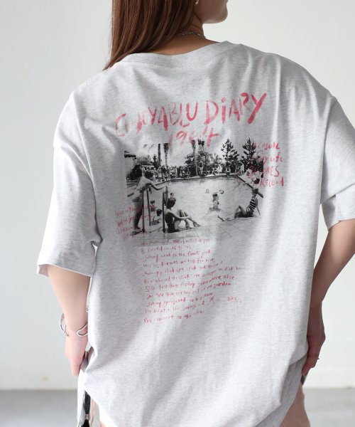 Riberry(リベリー)/手書き風ロゴバックプリントフォトTシャツ/オートミール