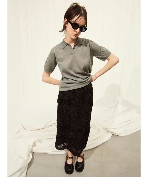 シアーモチーフファブリックストレートスカート 予めご了承ください