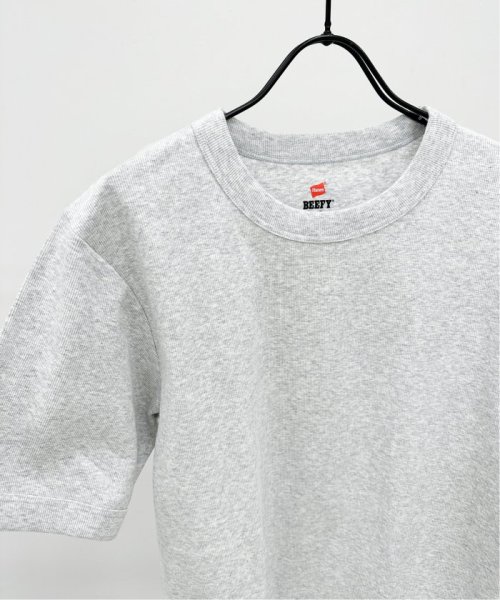 U by Spick&Span(ユーバイ　スピック＆スパン)/【Hanes / ヘインズ】 BEEFYリブクルーネックTシャツ HM1－R103/グレーB