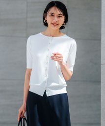 NIJYUSANKU（SMALL SIZE）(23区（小さいサイズ）)/【洗える】レーヨンポリエステルストレッチ 5分袖 カーディガン/ホワイト系