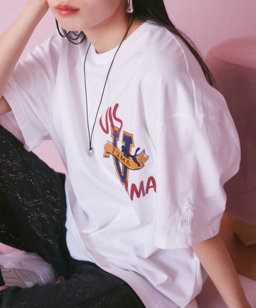 VIS(ビス)/【PUMA】VIS別注 オリジナルロゴオーバーサイズTシャツ/ホワイト系（11）