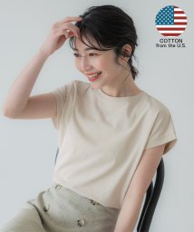 coca(コカ)/フレンチスリーブクルネックコットンカットソー（COTTON　from the US/綿100/ヘビーコットン/america）/LTBEIGE