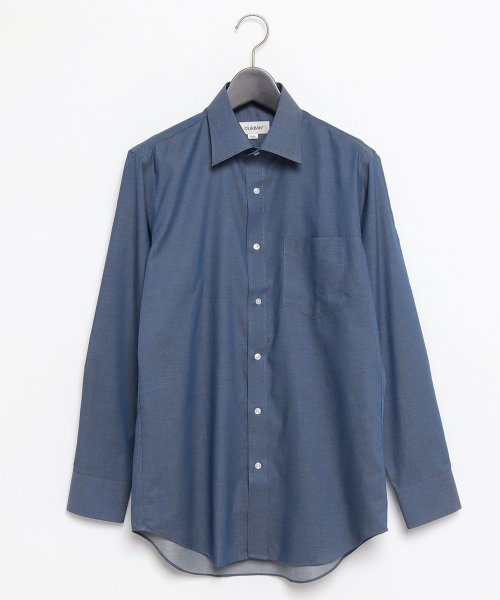 D'URBAN(ダーバン)/【ネックスリーブ】ツイルドレスシャツ(セミワイドカラー)/ブルー