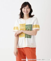 Leilian PLUS HOUSE(レリアンプラスハウス)/スカーフ柄Ｔシャツ【ROCHAS Premiere】/イエロー系