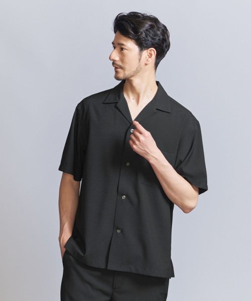 BEAUTY&YOUTH UNITED ARROWS(ビューティーアンドユース　ユナイテッドアローズ)/【WEB限定 WARDROBE SMART】テック シアサッカー オープンカラー シャツ/BLACK