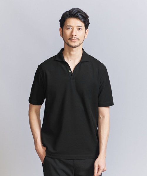 BEAUTY&YOUTH UNITED ARROWS(ビューティーアンドユース　ユナイテッドアローズ)/【WEB限定 WARDROBE SMART】ステイ クリーン ピケ スキッパー ポロシャツ【抗菌・防臭】/BLACK