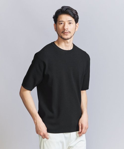 BEAUTY&YOUTH UNITED ARROWS(ビューティーアンドユース　ユナイテッドアローズ)/【WEB限定 WARDROBE SMART】マシーンウォッシュ  ピケニット Tシャツ【抗菌・防臭】/BLACK