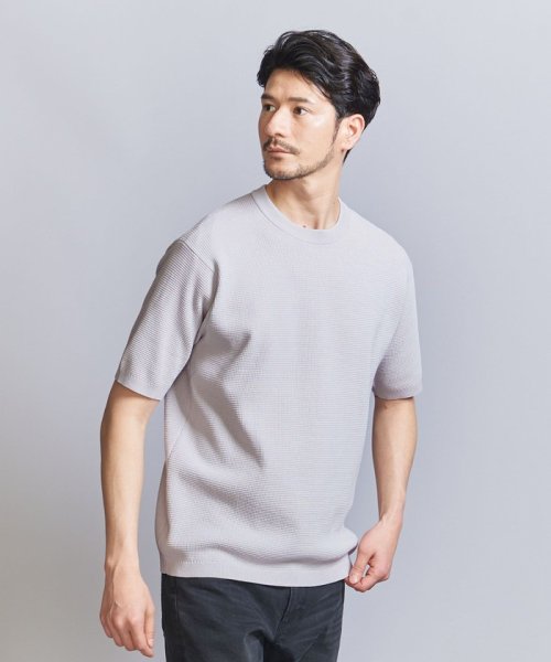 BEAUTY&YOUTH UNITED ARROWS(ビューティーアンドユース　ユナイテッドアローズ)/【WEB限定 WARDROBE SMART】マシーンウォッシュ  ピケニット Tシャツ【抗菌・防臭】/LT.GRAY